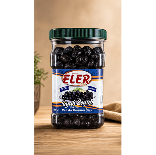 Eler Gemlik Salamura Yağlı Siyah Zeytin 900GR (261-290) M