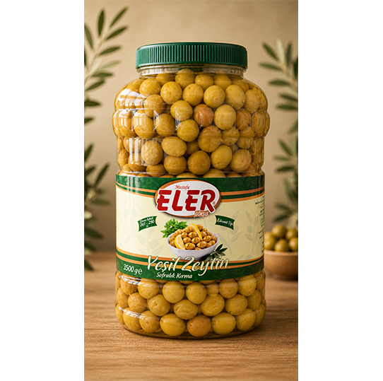 Eler Edremit Yeşil Kırma Zeytin 3,50 KG (261 - 290 ) M